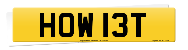 Registration number HOW 13T